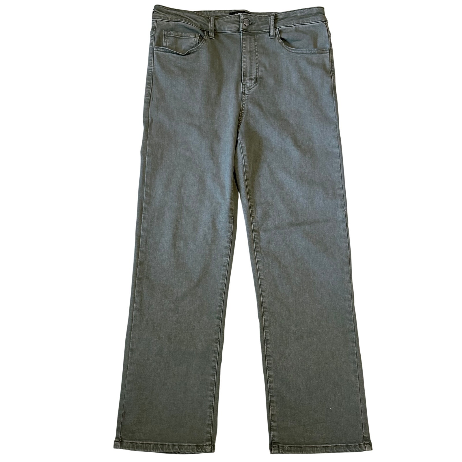 Well Worn Straight Leg Ankle High Rise Jeans Size 12/32 Olive Green Stretch